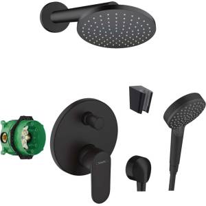 Hansgrohe - Душ гарнитура със смесител за скрит корпус, диаметър 20 см, 2 струи, черен мат SANI21HHH412 (SANI21HHH412)
