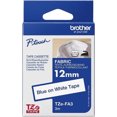 Brother TZe-FA3 12 mm biela / modrá tlač 3 m nažehľovacia TZEFA3