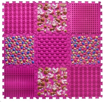 Ortek Масажна ортопедична подложка Пъзел "Mix" 9 елемента Розова