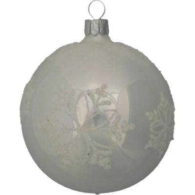 ORNEX Guľa sklenená biela vločky 80 mm
