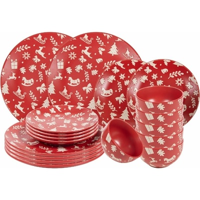 HIT Jídelní sada talířů Vánoční RED Christmas 18 ks – Zboží Mobilmania