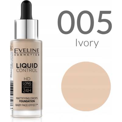 Eveline Liquid Control HD tekutý make-up s kvapkadlom 005 ivory 32 ml