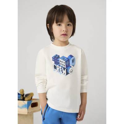 Тениска дълъг ръкав active в цвят сметана за мини момче Майорал