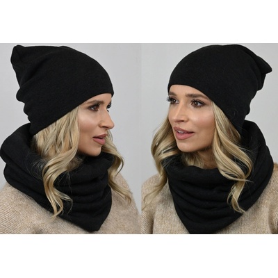 Fashionweek dámský zimní set čepice a šála ZIZI-K6 Černá