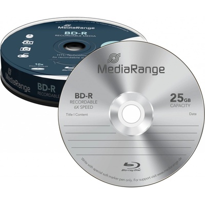 MediaRange BD-R 25GB 6x, spindle, 10ks (MR499) – Zboží Živě