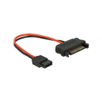 Delock Кабел за данни, Delock, SATA 15pin/SATA 6pin, 10cm, черен/оранжев (84873) (84873)