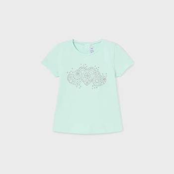 MAYORAL Тениска с къс ръкав basic в ментов цвят за бебе момиче със сребристи глитери Майорал