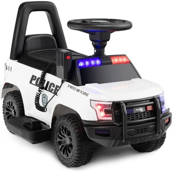 Costway Полицейска електрическа кола за деца 6v електрическа детска кола с място за съхранение Бяла