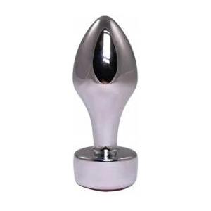 Fantasy by Cottelli Silver Butt Plug with Pink Diamond