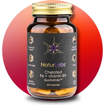 NaturLabs Železo chelátové bisglycinát + vitamín B9 60 kapslí
