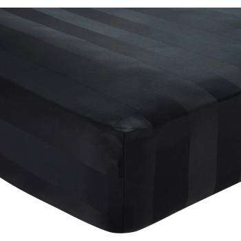 Catherine Lansfield Черен еластичен сатенен чаршаф 150x200 cm So Soft Satin Stripe - Catherine Lansfield (BD/61208/W/KFD/BK)