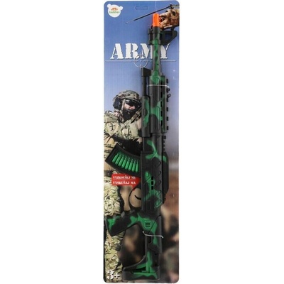 Teddies Samopal jiskřící ARMY na setrvačník plast 62cm na kartě 18x67cm