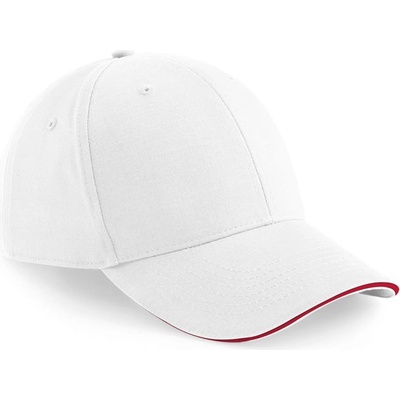 Beechfield B 20 Athleisure 6 panelová sandwich COT-530020z6099 Bílá/červená