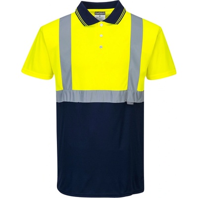 Portwest HI-VIS S479 Reflexná funkčná polokošeľa HV žltá/námorná modrá XXL