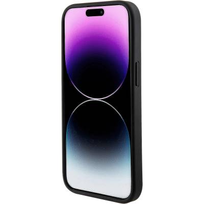 GUESS Гръб Guess за iPhone 15 , PU, 4G Stripe, MagSafe, Черен (3666339192983)