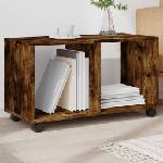 vidaXL Шкаф с колелца, опушен дъб, 72x33x42, 5 см, инженерно дърво (853141)
