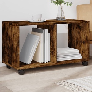 vidaXL Шкаф с колелца, опушен дъб, 72x33x42, 5 см, инженерно дърво (853141)
