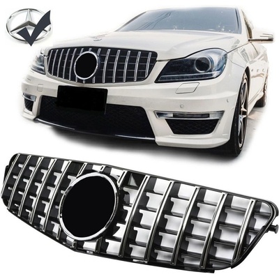 PROTEC Přední maska Mercedes W204 PANAMERICANA chromová +znak – Zboží Mobilmania