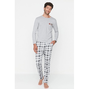 Trendyol Comfort pánské pyžamo dlouhé šedé