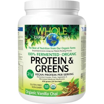 Natural Factors Whole Earth & Sea | 100% Fermented Organic Protein and Greens, Chocolate [656 грама] Шоколад