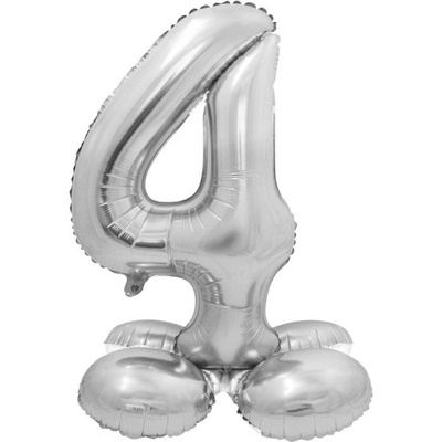 Godan Balónek fóliový číslice 4 samostojná stříbrná 72 cm