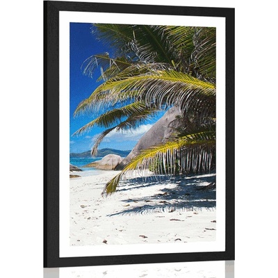 Plakát s paspartou krásy pláže Anse Source - 20x30 black