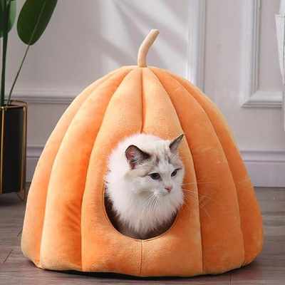 Къща за котки ТИКВА 40 х 40 х h36 см, Жълта (4010)