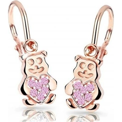Cutie Jewellery Detské náušnice z ružového zlata Medvedíci C2751-10-X-4 ružová