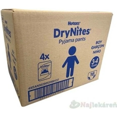 Huggies DryNites S Jumbo pro chlapce 3–4 roky 12–21 kg 64 ks