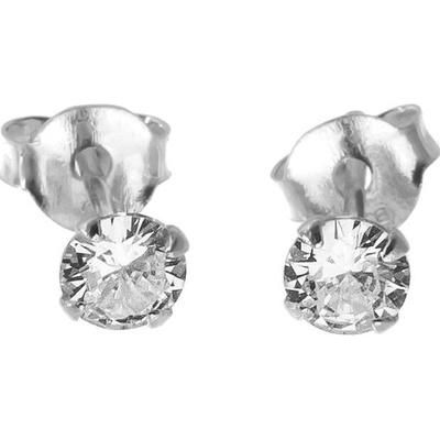 Argento Strieborné náušnice - číry okrúhly zirkón, veľkosť 4 mm 65349