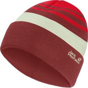 Jack Wolfskin Детска зимна шапка (beanie) Jack Wolfskin Kid's Stripy Knit Beanie - Siren Red - размер 49-50 cm (904-4232-0311)