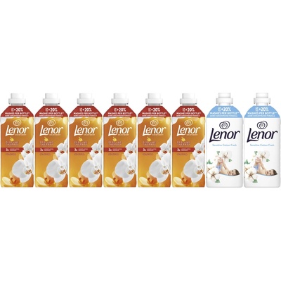 Lenor aviváž kolekce 6 x Gold Orchid&Vanilla + 2x Sensitive Cotton Fresh + 8 x 1239 ml 472 PD