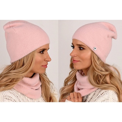 Fashionweek Exkluzivní alpakový zimní set čepice a šála ZIZI-AL1 světle růžová