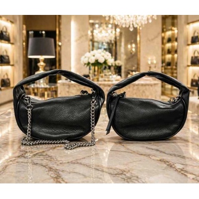 Max Original Leather Dámska kožená kabelka Halfmoon blk