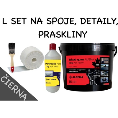 L SET 11kg - Tekutá guma ALFEMA HB500 čierna 10 kg, Penetrácia ALF PR40 1kg, štetec, geotextília malá 100mmx25m (L SET 11kg DOPRAVA ZDARMA! NOVÉ)