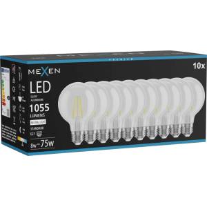 Mexen Vintis 10x LED филамент крушка E27, G80, 8W, неутрална - 4000K, 1055 lm, прозрачен (L155-E27-0840-00x10)