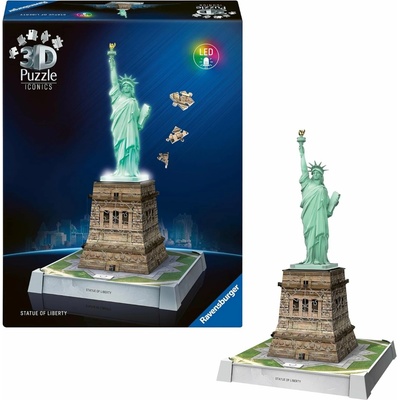 Ravensburger 3D puzzle Iconics svítící Socha svobody Noční edice 128 dílků