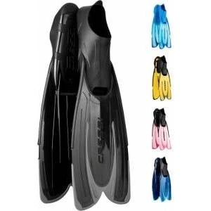 Cressi-Sub Cressi Agua Fins Swimming Fins - Adjustable Foot Section for Diving - Ergonomic Short Fins Adults & Children - Durable Fin Material - Black - 35/36 - CA205035