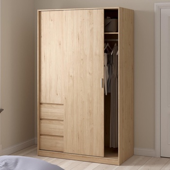 Гардероб Naia с плъзгаща врата, 1 врата и 3 чекмеджета Jackson Hickory