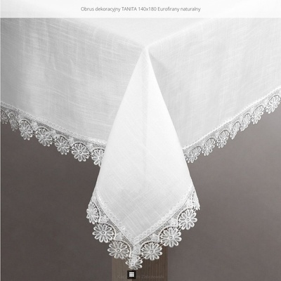 Eurofirany Obrus TANITA 140x180cm biely s čipkou