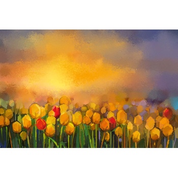 DIMEX ART s. r. o Флизелинов фототапет картина - жълти лалета 375 x 250 см