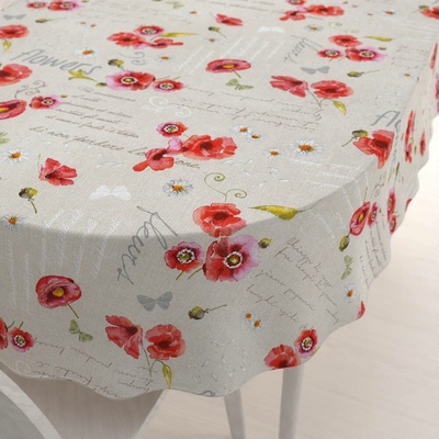 Biante Dekorační oválný ubrus Porto PRT-022 Vlčí máky a kopretiny na režném 130x180 cm