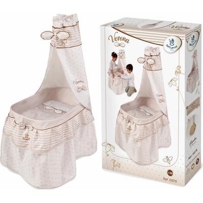 DeCuevas 51078 Pojízdná postýlka pro panenky s nebesy a peřinkou Verona 2024