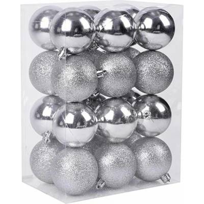 MagicHome Koule 24 ks stříbrné mix na vánoční stromek 6 cm ST2171338