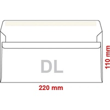 Poštové obálky DL 110 × 220 mm samolepiace, 25 ks