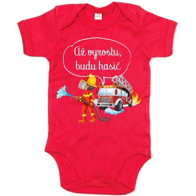 Fajntričko Kids Dětské body Až vyrostu budu hasič červená