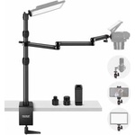 NEEWER Telescope Camera Table Mount Table Mount with Three-Part Folding Arm 1.2m with Phone Clamp Ball Head for LED Light Microphone TL253A+MH022 - 10102935