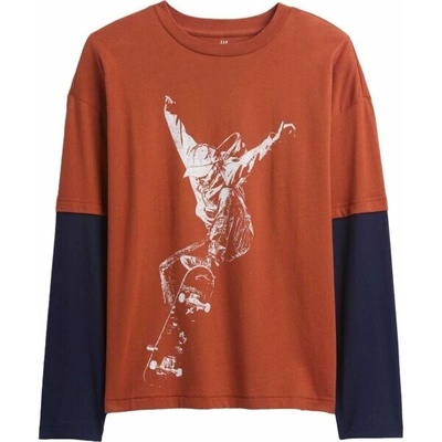 GAP V-LS ELV GRAPHIC TEE hnědá