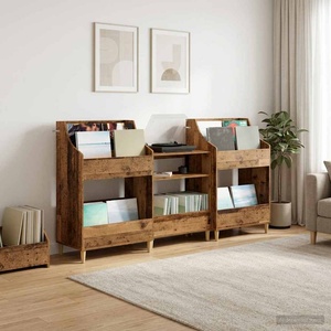 vidaXL Комплект медийни рафтове 3 бр. Старо дърво 212 x 46 x 112 cm (3434657)