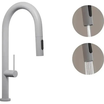 Твоят Стил - Кухненски Мивки Сив смесител за кухня с изтегляща глава, 2 режима на струя - 9020